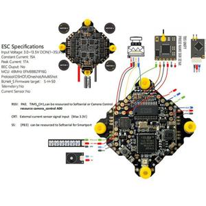 소매업! F411 AIO 비행 컨트롤러(BL S 15A 4-in-1 ESC 1-3S 온보드 MPU6500 자이로스코프 및 RC 드론 FPV 레이싱용 OSD 포함)