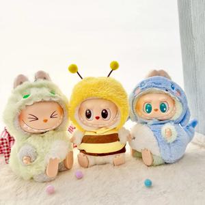 Labubu 플러시 옷을위한 귀여운 만화 녹색 공룡 복장 Labbubu 액세서리를위한 패션 상어 마카롱 한국 스타일 옷