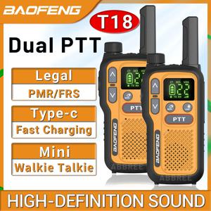 2PCS Baofeng BF-T18 미니 워키 토키 장거리 PMR FRS 듀얼 PTT NOAA VOX FM 여행 캠핑을위한 양방향 라디오 Type-C 충전기