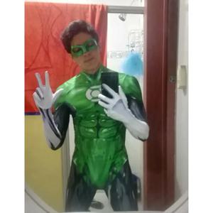 성인 그린 랜턴 슈퍼 히어로 코스프레 의상 Zentai 할로윈 파티 바디 슈트
