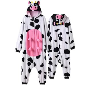 소 Kigurumis Anime Onesies 여성 남성 작업복 성인 겨울 잠옷 축제 복장 동물 의상 점프 슈트를위한 재미있는 귀여운 양복