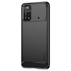샤오미 포코 X4 프로 5G용 MOFI JK TPU 시리즈-1 소프트 스킨 플렉시블 TPU 안티스크래치 폰 케이스 카본 파이버 텍스처 브러쉬드 충격 방지