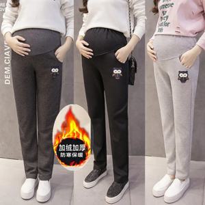 임신 한 여성을위한 출산 레깅스 의류 가을 겨울 벨벳 따뜻한 임신 바지 바지 Pantalon Grossesse Femme
