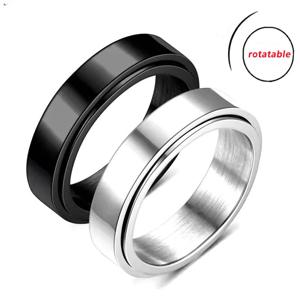 안티 스트레스 불안 Fidget Spinner 연인을위한 커플 반지 회전 스테인레스 스틸 웨딩 밴드 너클 링 쥬얼리 Anillo