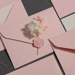 5pcs Ins 핑크 봉투 Kawaii 로맨틱 서양 DIY 웨딩 파티 초대장 카드 커버 한국어 편지지 왁스 스탬프 스티커