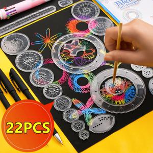 22/4/1PC Spirograph 눈금자 그리기 스크래치 그림 장난감 연동 기어 바퀴 그림 그리기 액세서리 교육 장난감