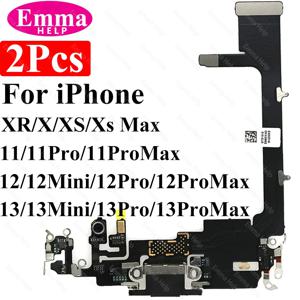 2pcs USB 충전 충전기 포트 플렉스 케이블 iPhone 11 12 Pro Max mini 13 8 X XS XR Dock 충전기 커넥터 (마이크 플렉스 포함)