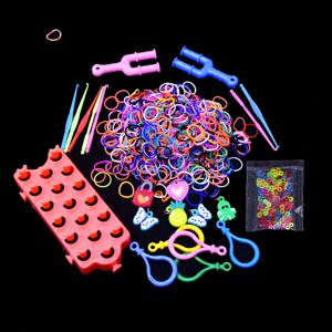 투명 Loom 고무 밴드 키트 DIY 직조 Loom 밴드 용 S 클립 팔찌 매력 뜨개질 탄성 액세서리
