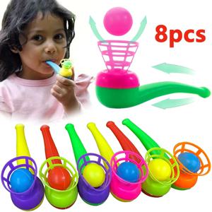 2-8pcs 다채로운 플라스틱 튜브 블로우 볼 어린이 퍼즐 장난감 클래식 매직 플로팅 블로우 볼 장난감 아기 균형 훈련 게임
