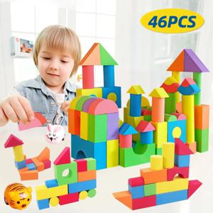 46PCS 소프트 EVA 빌딩 블록 어린이를위한 교육 장난감 대형 다채로운 쌓을 수있는 줄기 유치원 장난감 소년 소녀 선물