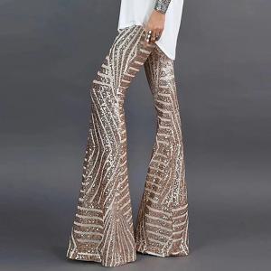 스팽글 하이 웨스트 스키니 플레어 바지 streetwear 와일드 베이직 슬림 2024 트렌드 패치 워크 캐주얼 여름 신작 여성 바지