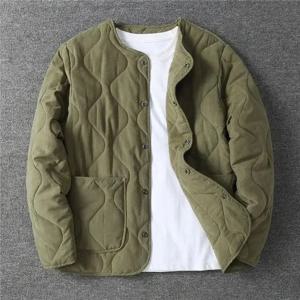 2023 가을 겨울 오목 퀼트 자켓 남성용 다목적 육군 녹색 레트로 두꺼운 코트 남성 Techwear Button Up Oversize Jacket