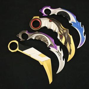 Valorant Karambit Prime Reaver 금속 무기 Uncut 16cm 게임 Balisong 주변 장치 전술 군사 사무라이 장난감 칼 어린이를위한