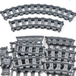 직선 기차 트랙 곡선 액세서리 자동차 블록 빌딩 세트 DIY 10-100 pcs 어린이 장난감 moc 벽돌 도시 스위치 레일 교차