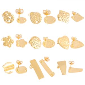 20pcs 스테인레스 스틸 기하학 심장 라운드 스터드 귀걸이 자료 귀걸이 플러그 커넥터 DIY 귀걸이 쥬얼리 찾기 만들기
