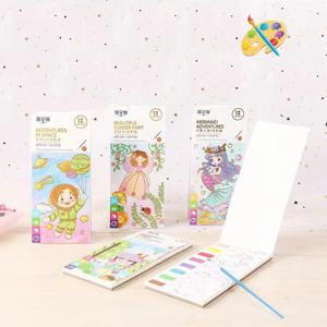 어린이 교육용 장난감 그림 그리기, 유색 낙서 종이, 책갈피 수채화 책, 휴대용 스티커 메모, 12 페이지