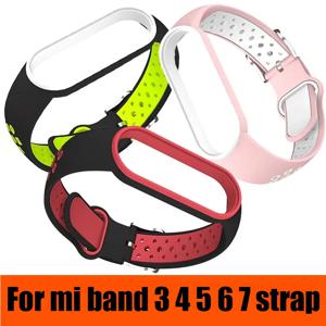 Xiaomi Band 34567 실리콘 시계 스트랩 Xiaomi MiBand34567 스트랩 용 2 색 통기성 스마트 시계 밴드 교체 팔찌