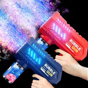 10 홀 휴대용 라이트 버블 머신 배터리와 버블 워터가없는 완전 자동 전기 버블 건 어린이 장난감