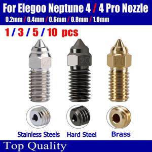 ELEGOO Neptune 4 용 노즐 Elegoo Neptune 4 pro 노즐 용 노즐 황동 스테인레스 스틸 경화 0.2 0.4 0.6 0.8 1.0mm