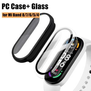 2IN1 PC 케이스 + Xiaomi Mi Band 용 유리 8 7 6 5 4 액세서리 풀 커버리지 보호 커버 Miband 8 7 6 5 4 화면 보호기