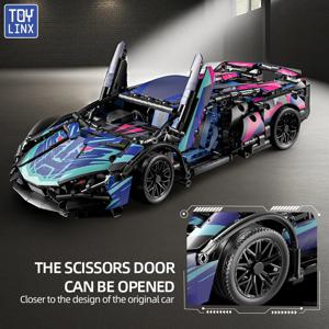 1314Pcs 기술 레이싱 스포츠카 67128 모델 빌딩 블록 람보르기니 Hypercar 레이싱 카 모델 완구 어린이 성인 선물