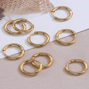 10pcs 골드 컬러 스테인레스 스틸 귀 후프 귀걸이 여성 귀걸이 남자 펑크 힙합 선물 패션 쥬얼리 피어싱 액세서리