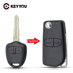 KEYYOU 수정 된 플립 원격 키 쉘 케이스 Mitsubishi Lancer EX Evolution Grandis Outlander 오른쪽/왼쪽 블레이드 용 2/3 버튼