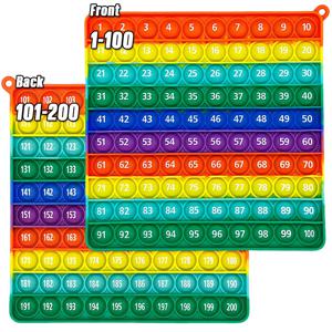 1-200 숫자 계산 수학 Fidget 팝 장난감, 레인보우 실리콘 푸시 버블 교육 수학 게임 유치원 어린이를위한 장난감