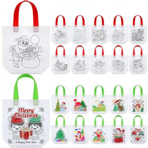 5 세트 DIY 낙서 가방 및 색칠 마커 어린이를위한 수제 그림 부직포 가방 예술 공예 색상 작성 그리기 장난감