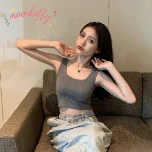 여성용 캔디 컬러 탱크 탑, 짧은 100% 코튼 캐미솔 튜브 탑, 여성 민소매 크롭 조끼, 섹시한 패션