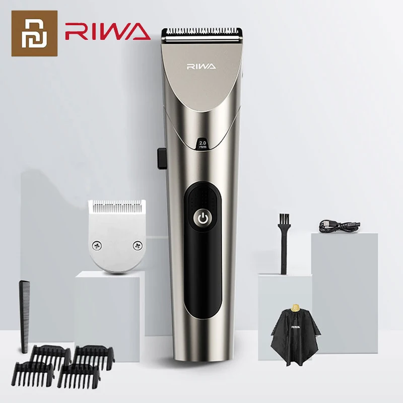 Youpin RIWA 헤어 클리퍼, LED 스크린 세척 가능, 이발 남성, 무선 충전식 커팅 머신 트리머, 이발사 스틸 헤드
