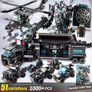 새로운 1000 + PCS 도시 경찰서 자동차 본부 빌딩 블록 트럭 SWAT 그림 WW2 군사 벽돌 장난감 어린이를위한 어린이