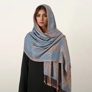 Pashmina 겨울 Hijab 스카프 긴 이슬람 캐시미어 목도리 여성 Foulard 부드러운 Turban 머리 랩 여성용 머리띠 럭셔리 브랜드