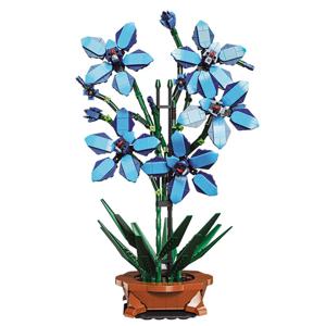 도시 창의력 꽃다발 꽃 Cymbidium Faberi 분재 화분 홈 인테리어 빌딩 블록 벽돌 아이들 장난감