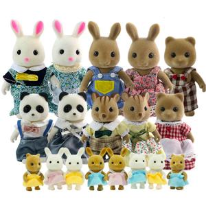 시뮬레이션 숲 순록 가족 인형 인형 집 피규어 가구 세트 DIY Playset 놀이 집 소녀 장난감 액세서리 크리스마스 선물