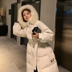 2024 새로운 양모 칼라 후드 겨울 자켓 파카 여성의 두꺼운 따뜻한 코튼 쿠션 다운 코트 파카 코트 겨울 긴 겉옷