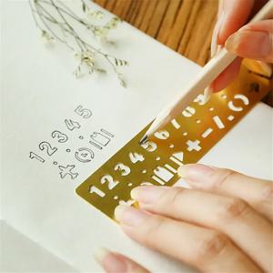 금속 중공 스트레이트 눈금자 카와이 문구 드로잉 페인팅 도구, 학교 사무실 측정 용품, 문자 패턴 자, 1 개