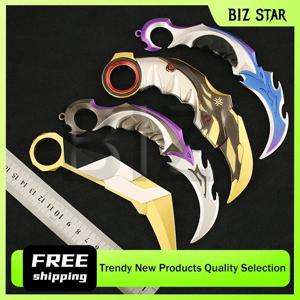 Valorant Melee 시리즈 보라색 금 발톱 칼 게임 주변 장치 Karambit 금속 무기 모델 전술 군사 사무라이 소품 선물