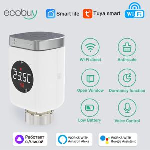 Tuya 스마트 WiFi TRV 라디에이터 온도 조절 밸브 스마트 TRV APP 원격 온도 난방 컨트롤러 Alexa Google 홈과 함께 작동