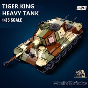 Sluban 930PCS 육군 타이거 킹 무거운 탱크 육상군 WW2 군사 군인 빌딩 블록 어린이를위한 교육 장난감 세트