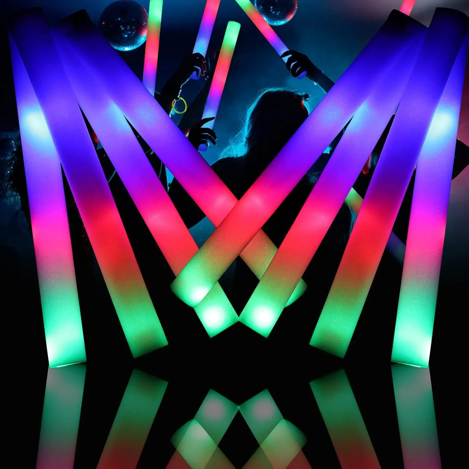 20/30Pcs LED 글로우 스틱 대량 다채로운 RGB 글로우 폼 스틱 치어 리더 튜브 어두운 빛 크리스마스 생일 웨딩 파티 용품