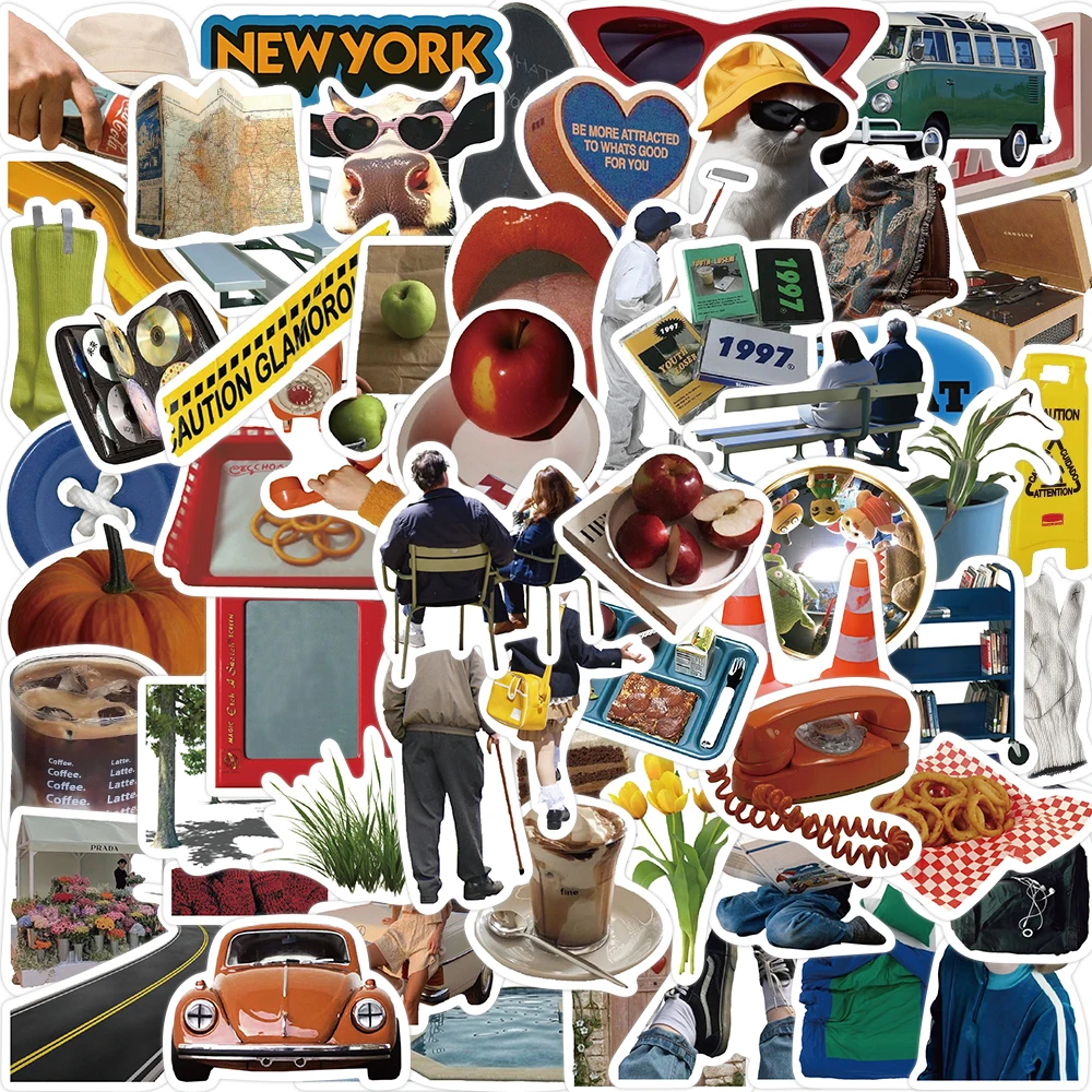 63PCS INS 미학 스티커 현대 스타일 DIY 장식 DIY 노트북 수하물 오토바이 노트북 냉장고 스티커 장난감