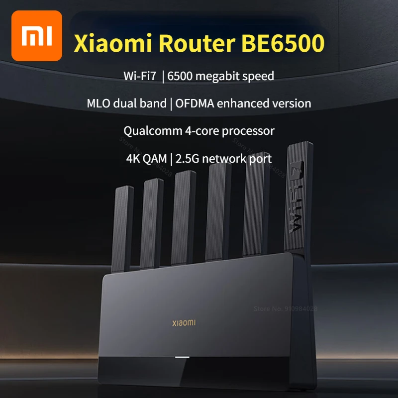 Xiaomi 라우터 BE6500 Wi-Fi 7 4 코어 2.5G 이더넷 포트 lOT 지능형 연결 메쉬 네트워킹 MLO 듀얼 밴드 Mijia APP 제어