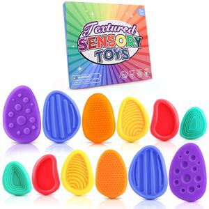감각 Fidget 장난감 돌 어린이를위한 6 팩 자폐증 ADHD 청소년을위한 질감 부드러운 걱정 돌 불안 스트레스 릴리프 장난감 세트