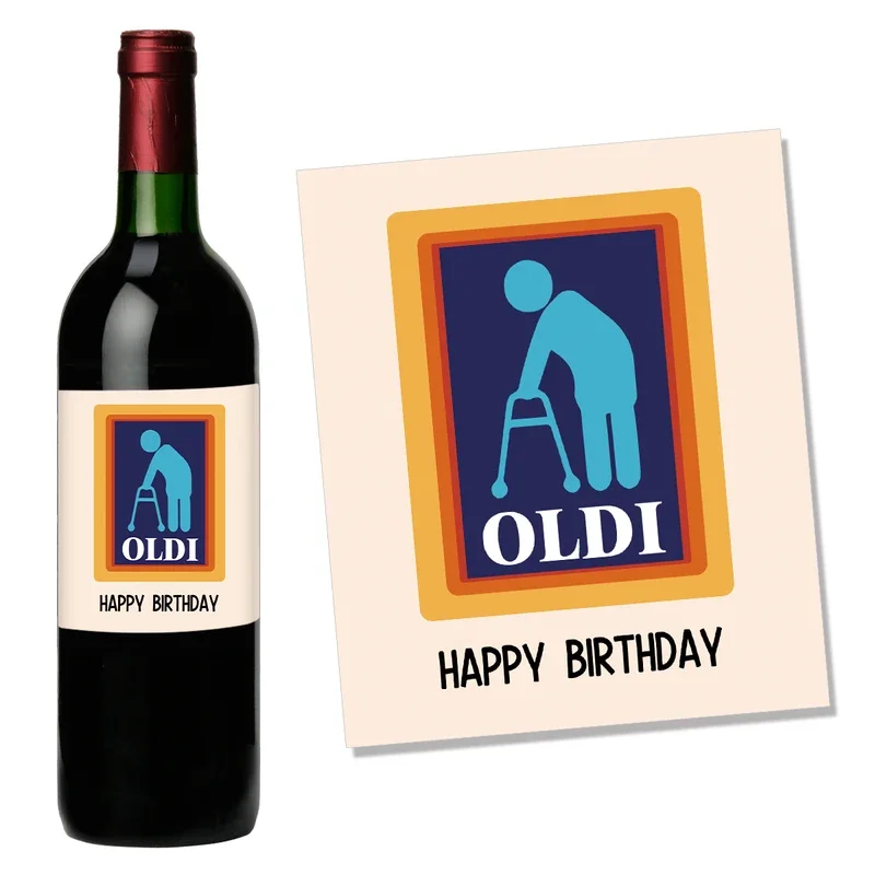 4 개/갑 그를위한 Oldi 생일 축하 와인 병 레이블 남자를위한 와인 선물 레이블 아빠 친구 재미 있은 생일 와인 병 스티커