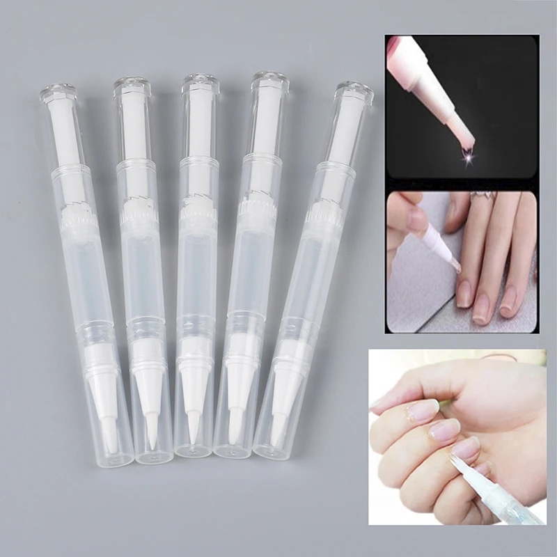 5Pcs 3ml 투명 트위스트 네일 트위스트 펜 브러쉬 화장품 용기 펜 립글로스 튜브와 빈 투명 네일 오일 펜