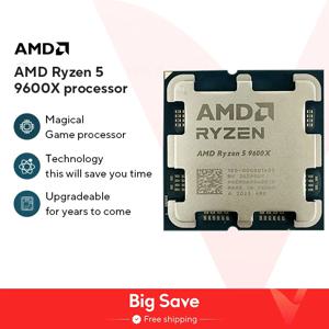 AMD Ryzen 5 9600X 프로세서, 5.4GHz, 6 코어, 12 스레드, 38MB 게임 캐시, 4NM TDP, 65W 소켓, AM5 게임용 CPU, Zen 5 통합 그래픽