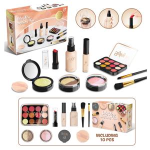10 Pcs 시뮬레이션 소녀 아름다움 놀이 화장품 세트 교육 메이크업 장난감 공주 놀이 집 화장품 가방 선물 소녀