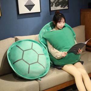편안한 거북이 쉘 봉제 베개, 착용 가능한 거북이 등 베개, 부드러운 낮잠 봉제 쿠션, 어린이 원피스 소품, 침실 장식