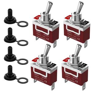4Pcs 해양 방수 토글 스위치 12V DC 30A 헤비 듀티 250V AC 15A SPST 2 핀 ON Off 스위치 (비바람에 견디는 부츠 커버 포함)